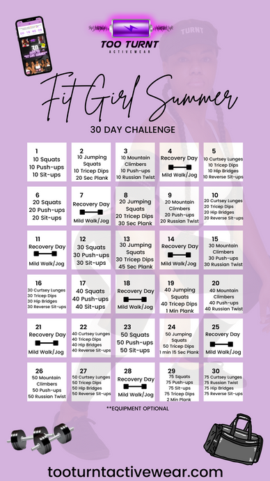 “Fit Girl Summer” 30 Day Challenge Tips ⚡️💪🏽💜